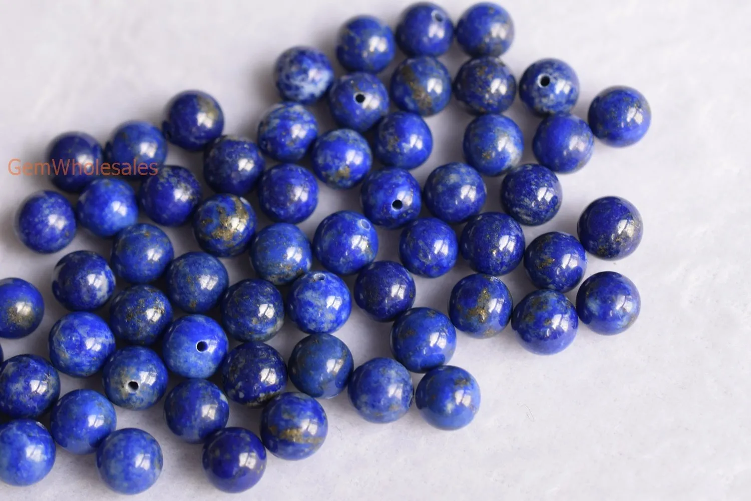 10PCS 8mm natural genuine Lapis lazuli stone round beads half hole drilled
