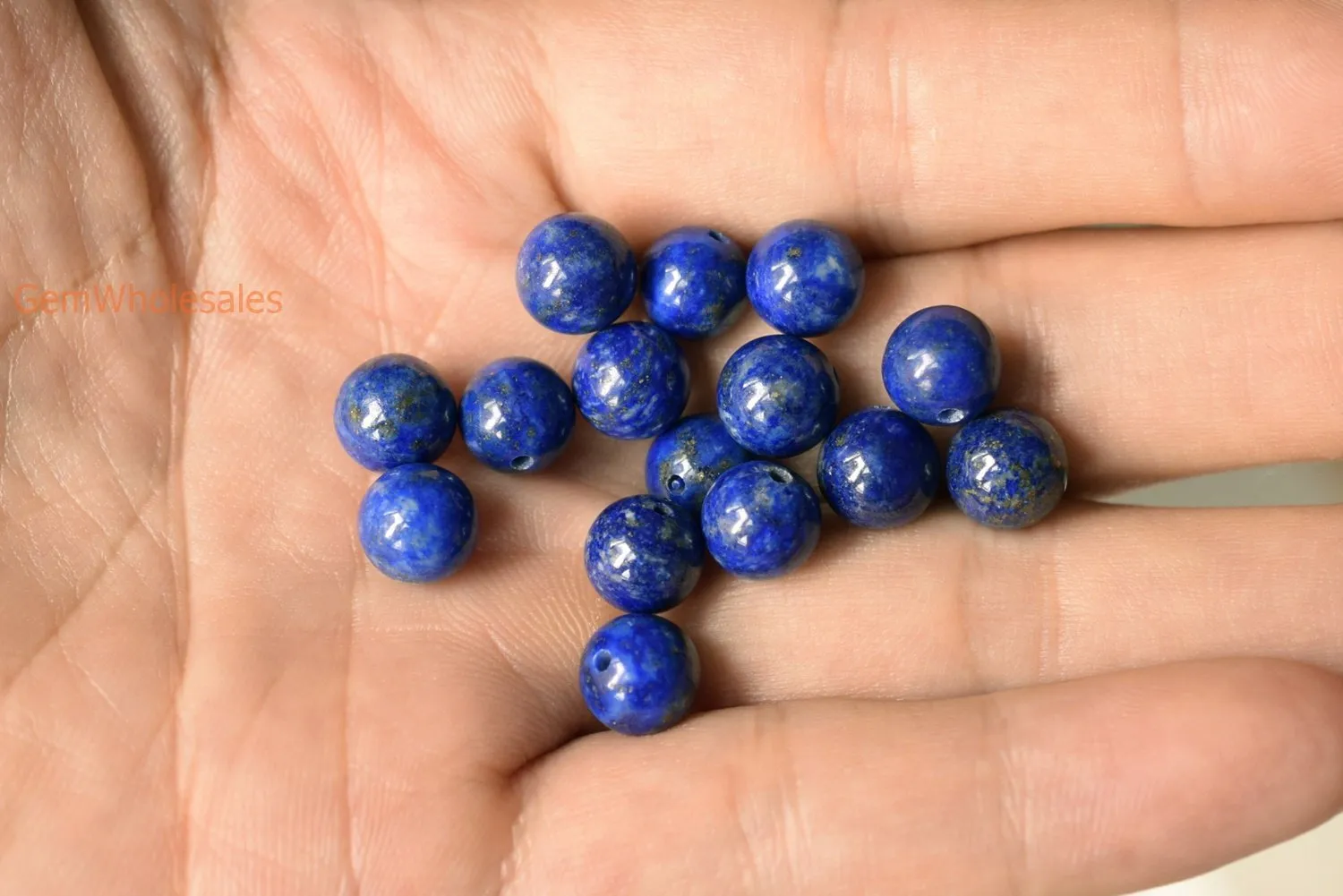 10PCS 8mm natural genuine Lapis lazuli stone round beads half hole drilled
