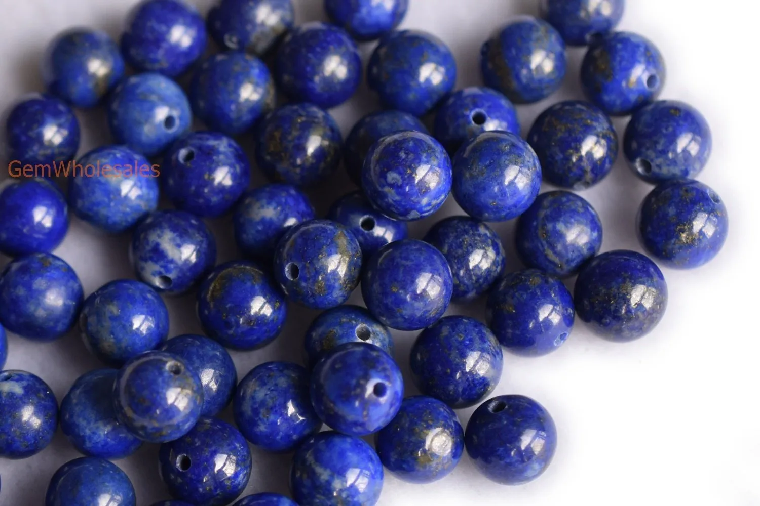 10PCS 8mm natural genuine Lapis lazuli stone round beads half hole drilled