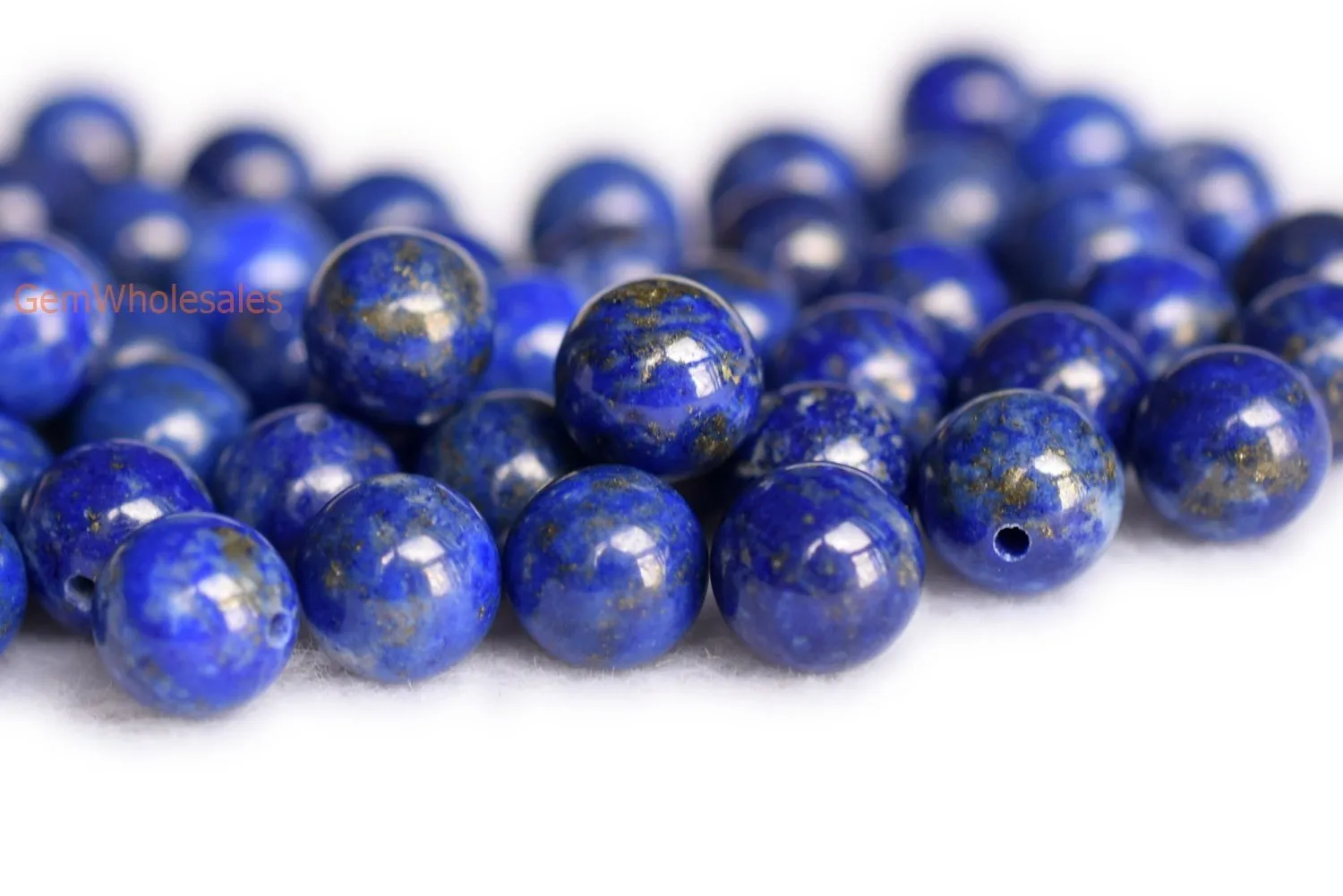 10PCS 8mm natural genuine Lapis lazuli stone round beads half hole drilled