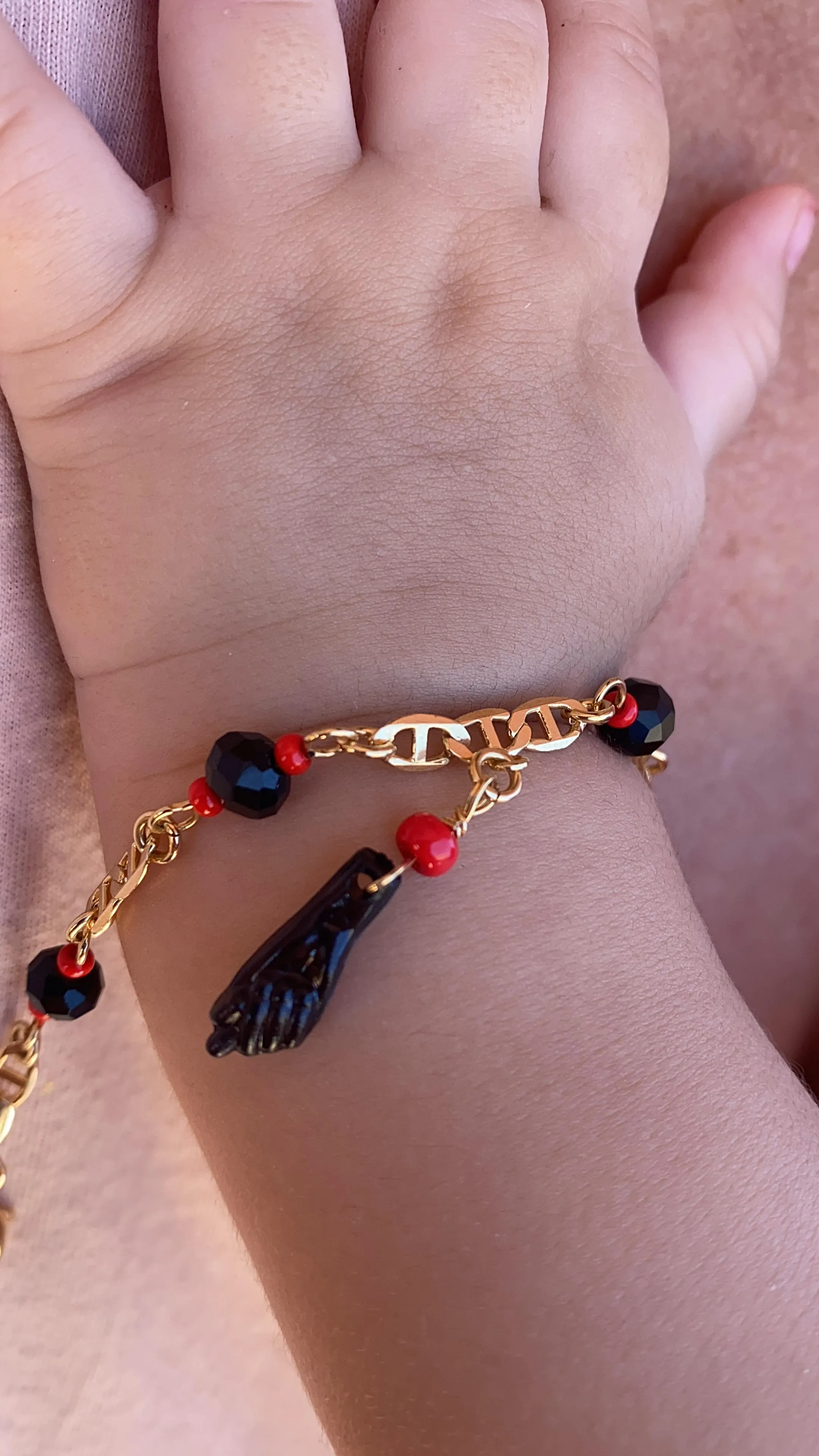 14K Gold Filled Bracelet Azabache Baby Newborn Link Mariner 5.75" Kids Gifts Everiday