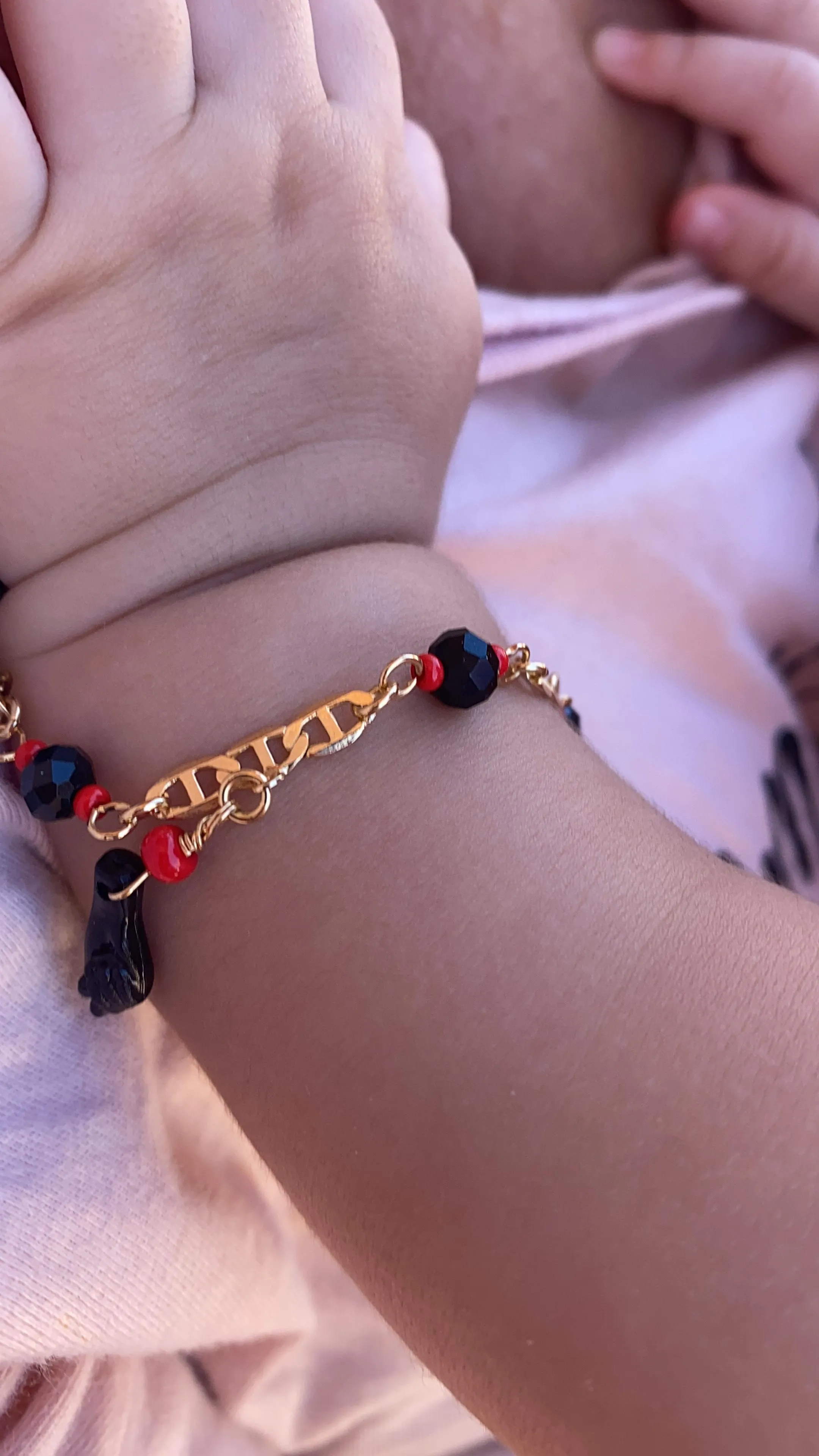 14K Gold Filled Bracelet Azabache Baby Newborn Link Mariner 5.75" Kids Gifts Everiday