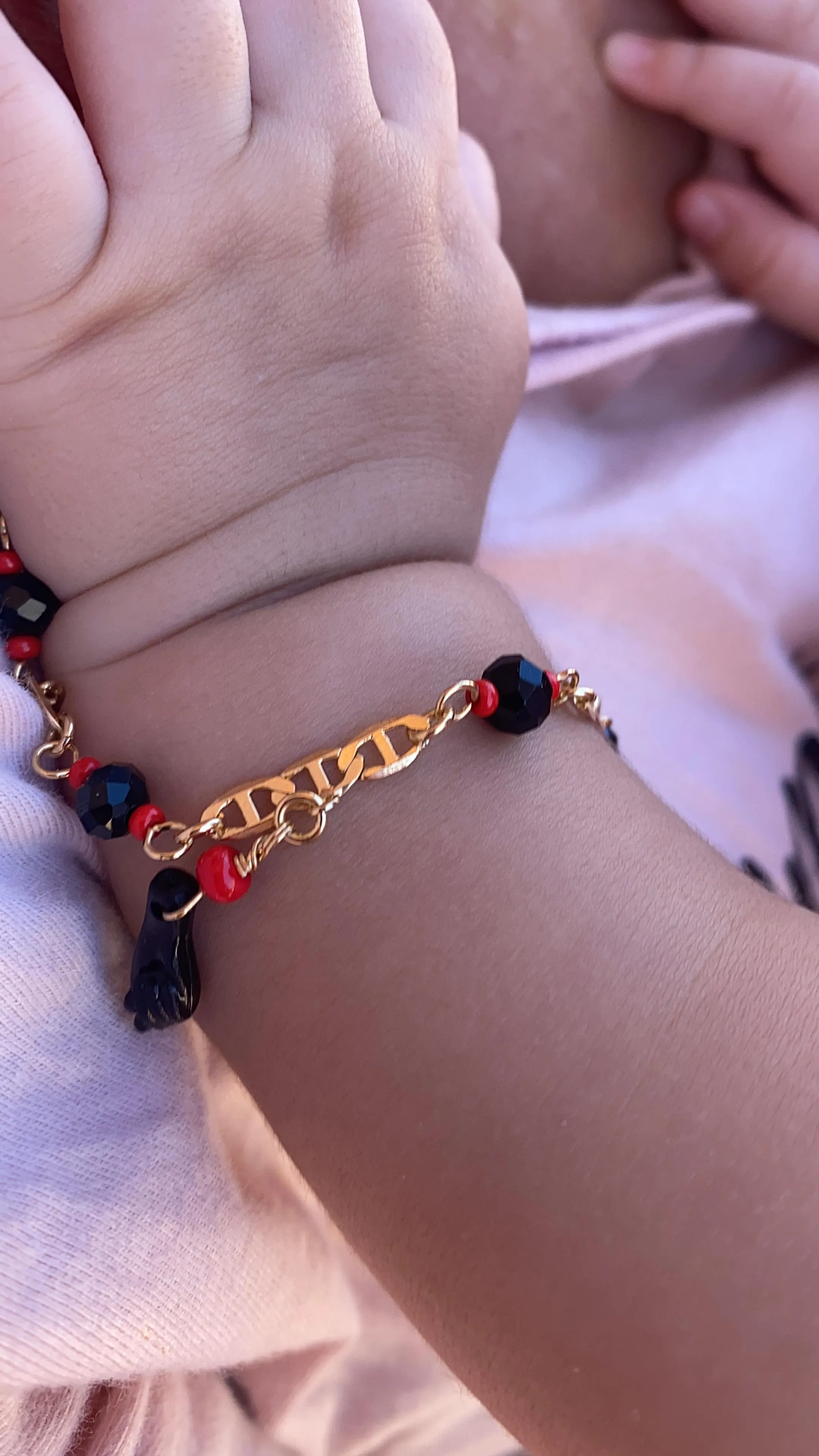 14K Gold Filled Bracelet Azabache Baby Newborn Link Mariner 5.75" Kids Gifts Everiday