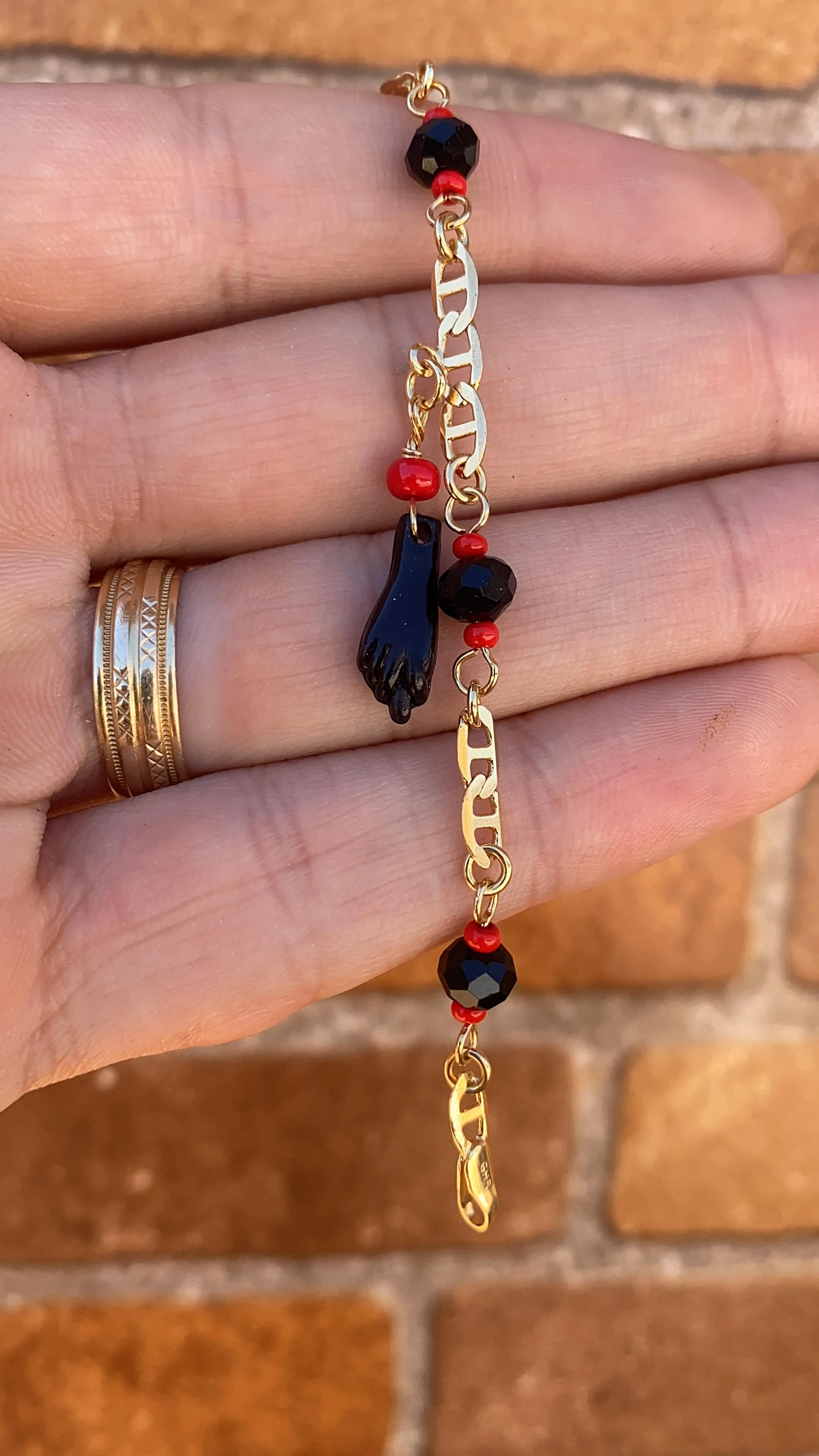 14K Gold Filled Bracelet Azabache Baby Newborn Link Mariner 5.75" Kids Gifts Everiday