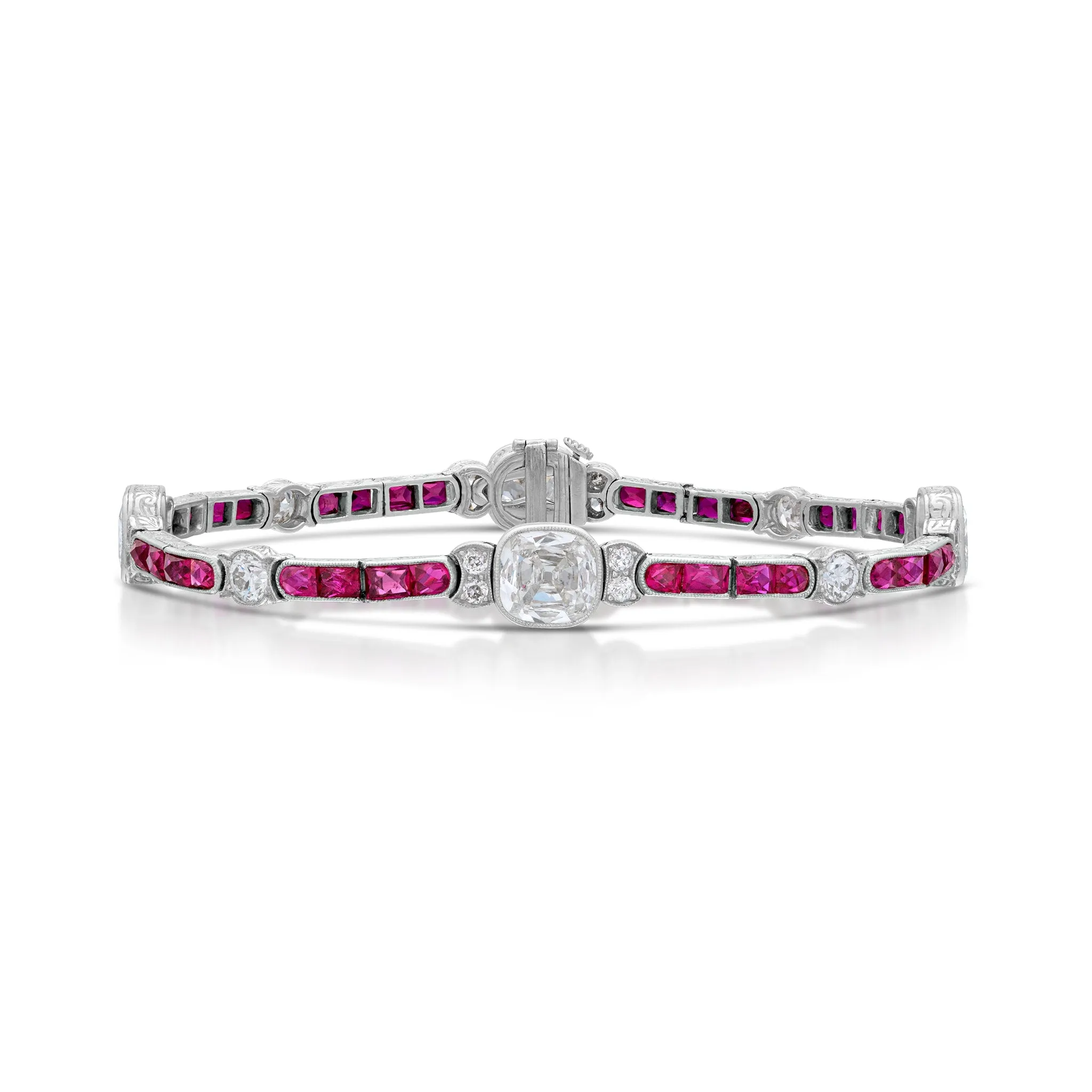 17.00 Carat Art Deco Black, Starr & Frost Diamond and Ruby Bracelet