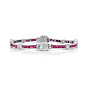 17.00 Carat Art Deco Black, Starr & Frost Diamond and Ruby Bracelet