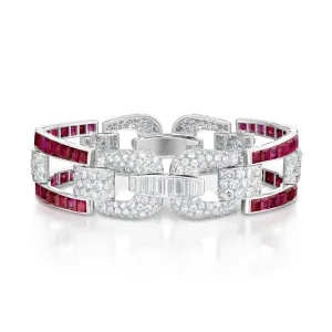 17.00 Carat Art Deco Ruby and Diamond Bracelet