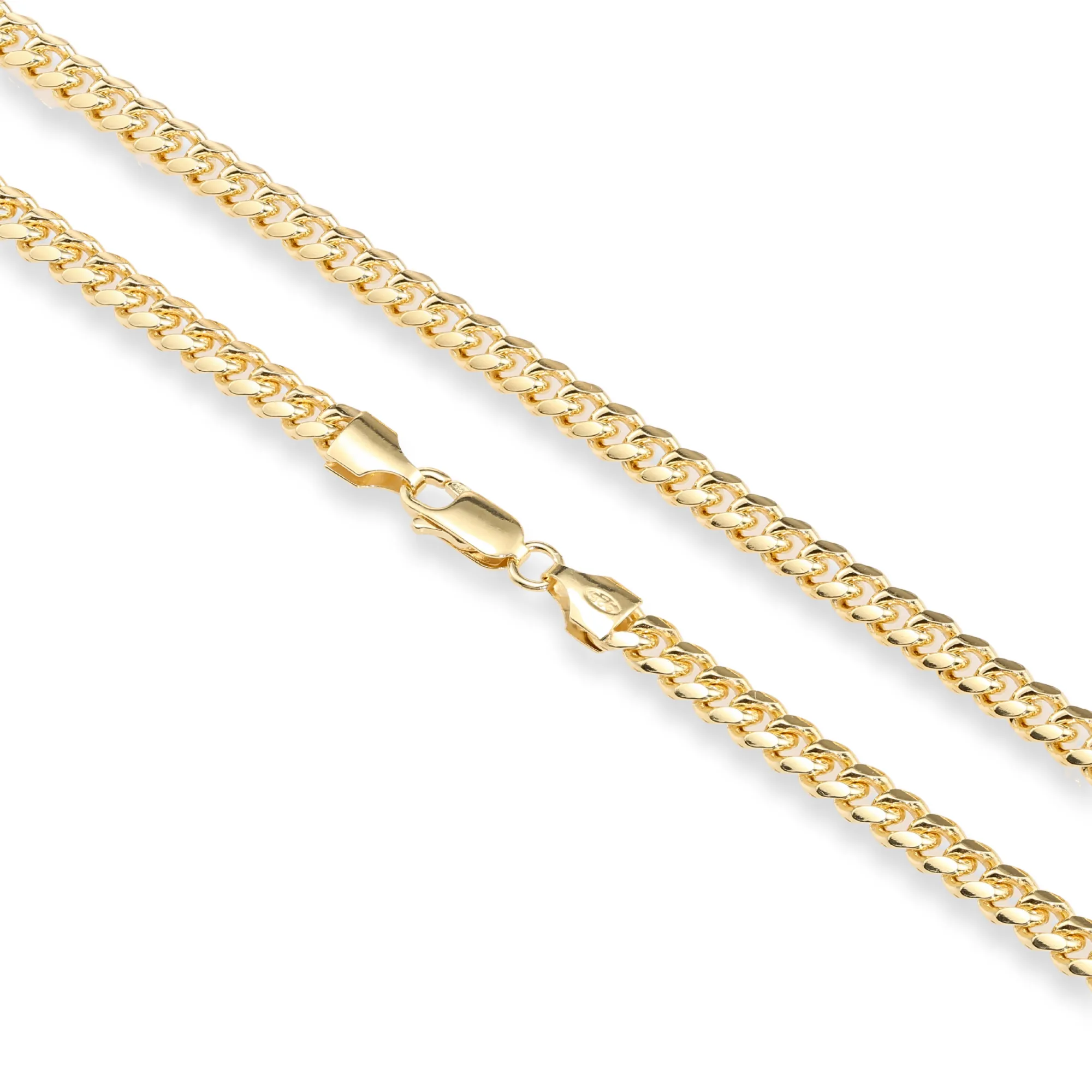 925 Sterling Silver Gold Plated Cuban Chain Necklace & Bracelet