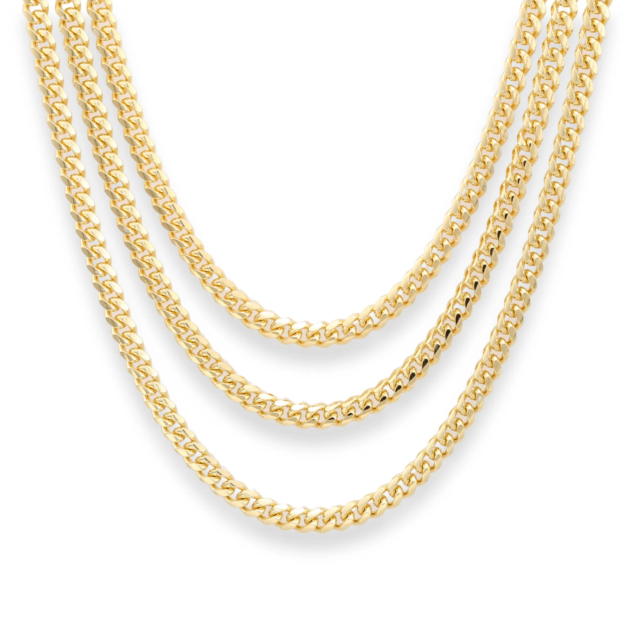 925 Sterling Silver Gold Plated Cuban Chain Necklace & Bracelet