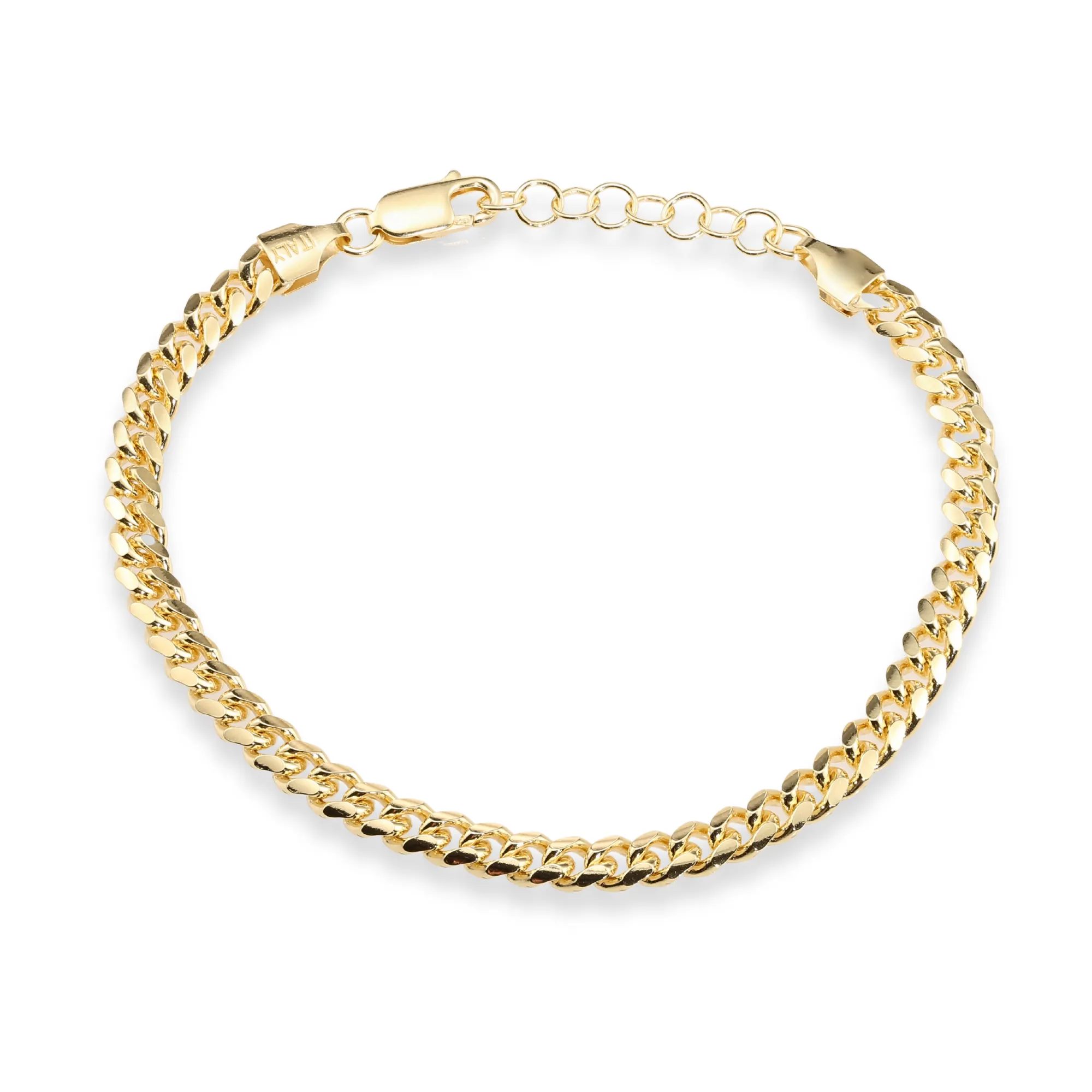 925 Sterling Silver Gold Plated Cuban Chain Necklace & Bracelet