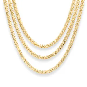 925 Sterling Silver Gold Plated Cuban Chain Necklace & Bracelet
