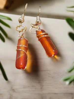 Amber wire wrapped earrings