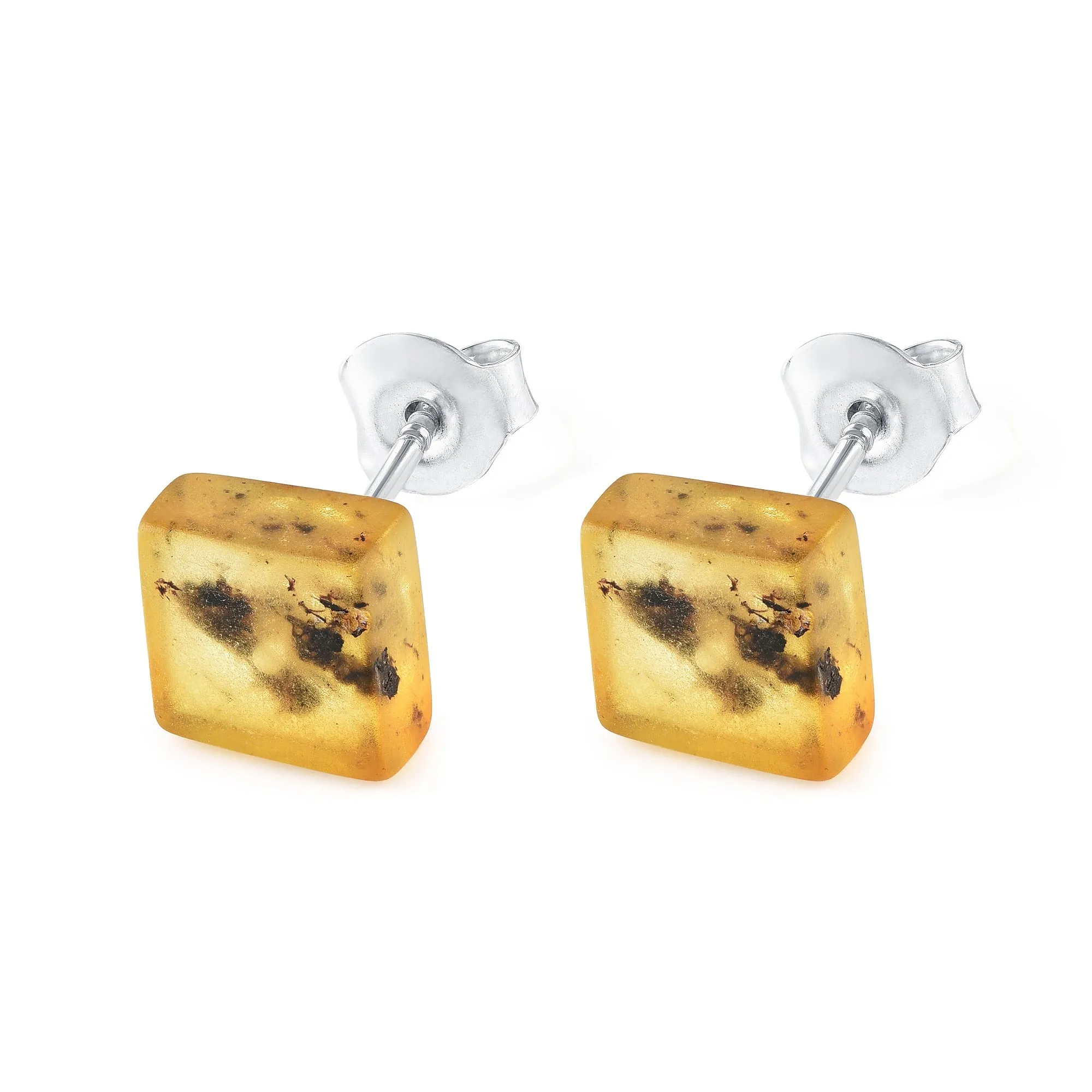 Baltic Amber Square Stud Earrings