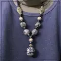 Blue on White Porcelain and Lapis Lazuli Pendant Necklace