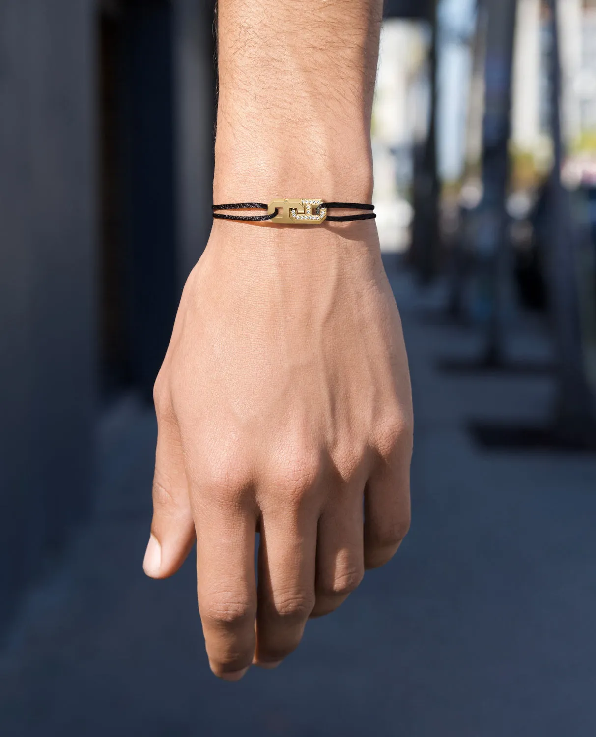 BRIGGS Cord Bracelet with Gold Charm & 0.45ct Diamonds