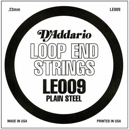 D'Addario LE009 Plain Steel Loop End Single String, .009
