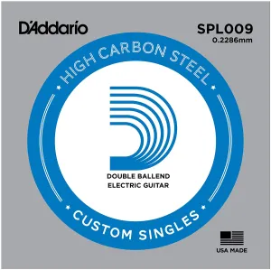 D'Addario SPL009 Plain Steel Guitar Single String, Double Ball End, .009