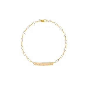 Flush Set Diamond Bar Paperclip Bracelet