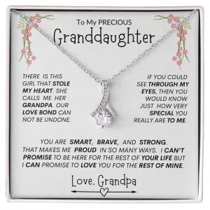 Granddaughter from Grandpa "Stolen Heart, Unbreakable Bond" -- Alluring Heart Necklace