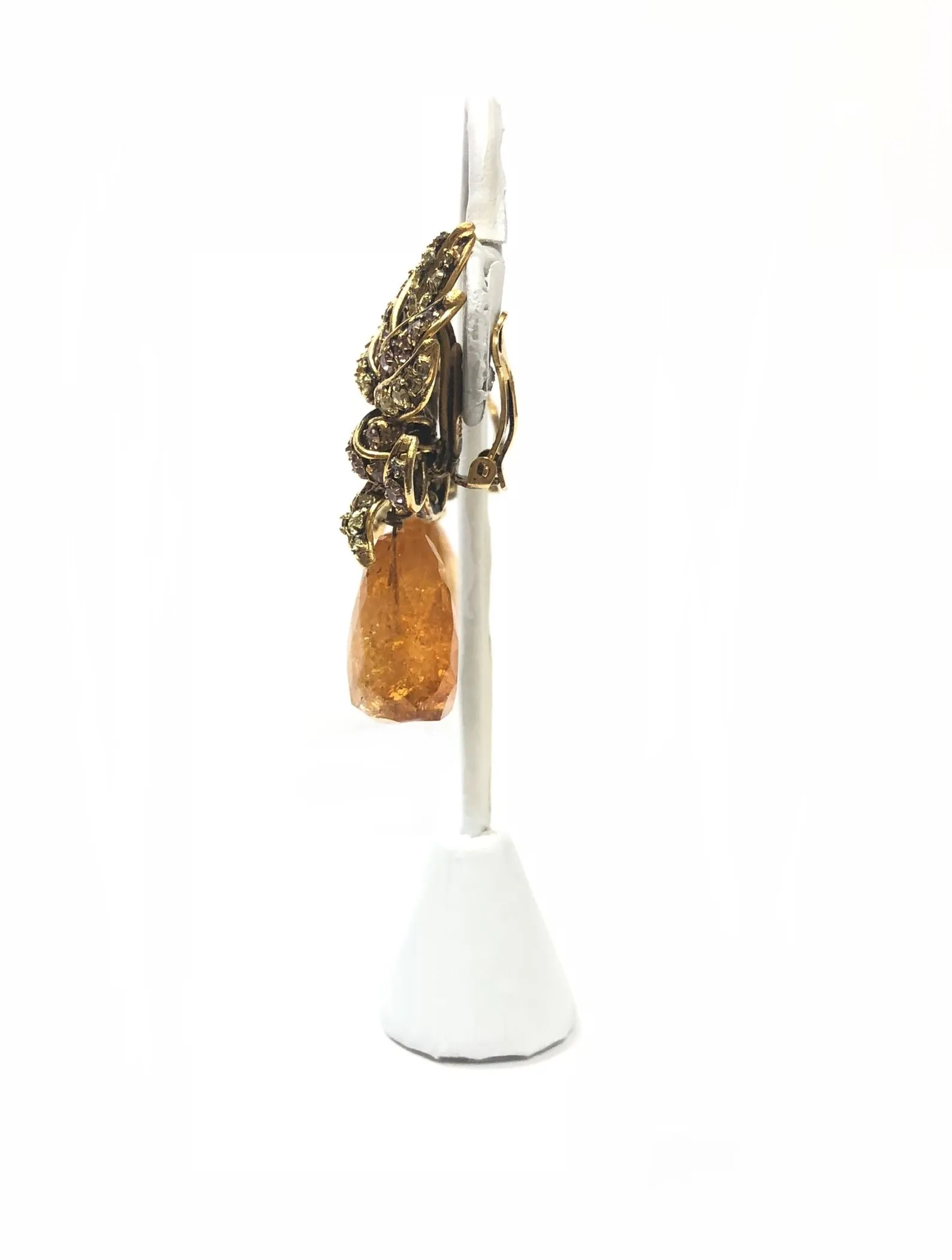 IRADJ MOINI AMBER QUARTZ TEAR DROP CLIP ON EARRINGS