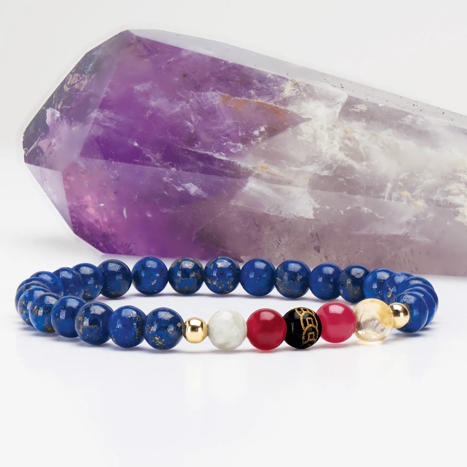 Mega Wealth Lucky 7 Gemstone Bracelet With REAL Gold