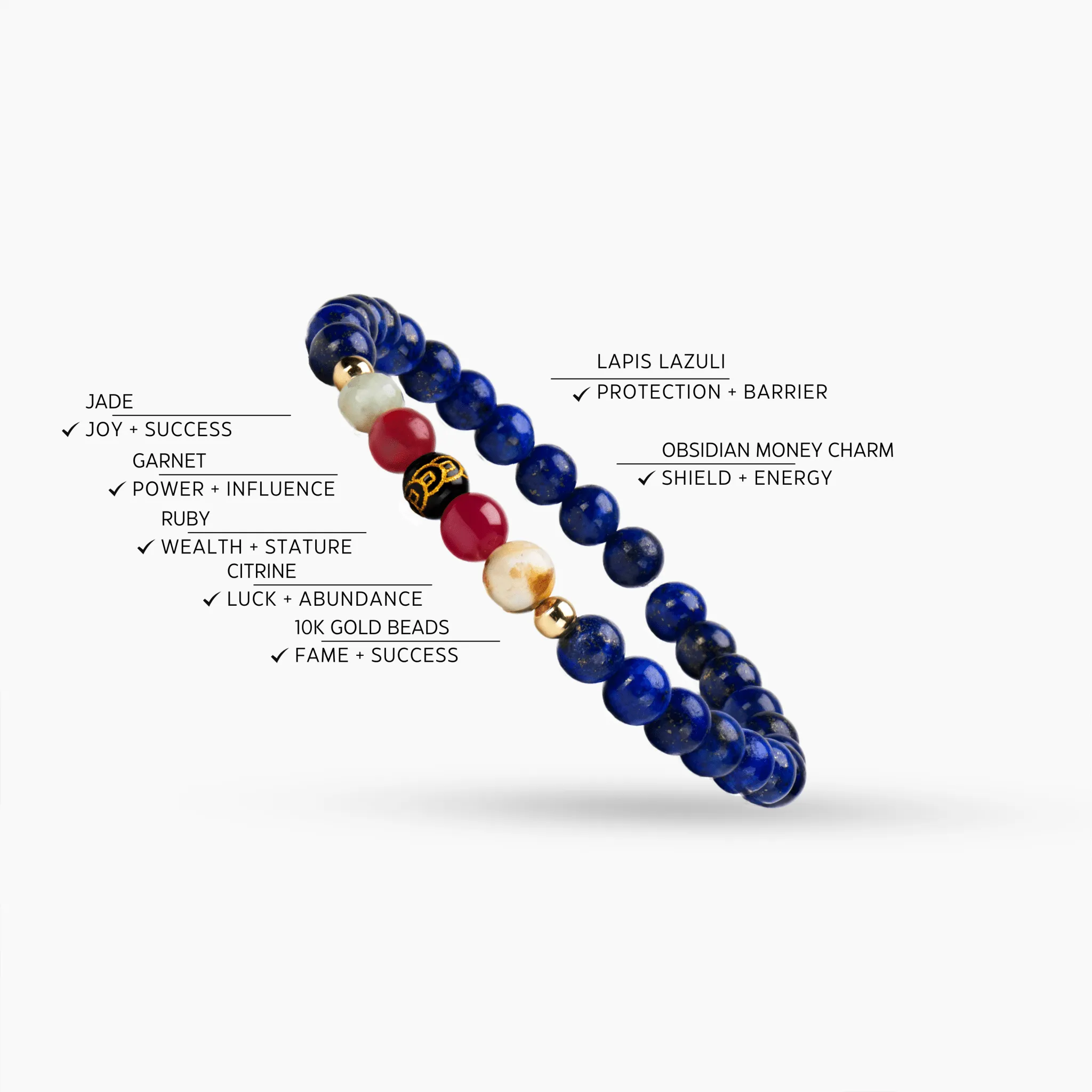 Mega Wealth Lucky 7 Gemstone Bracelet With REAL Gold
