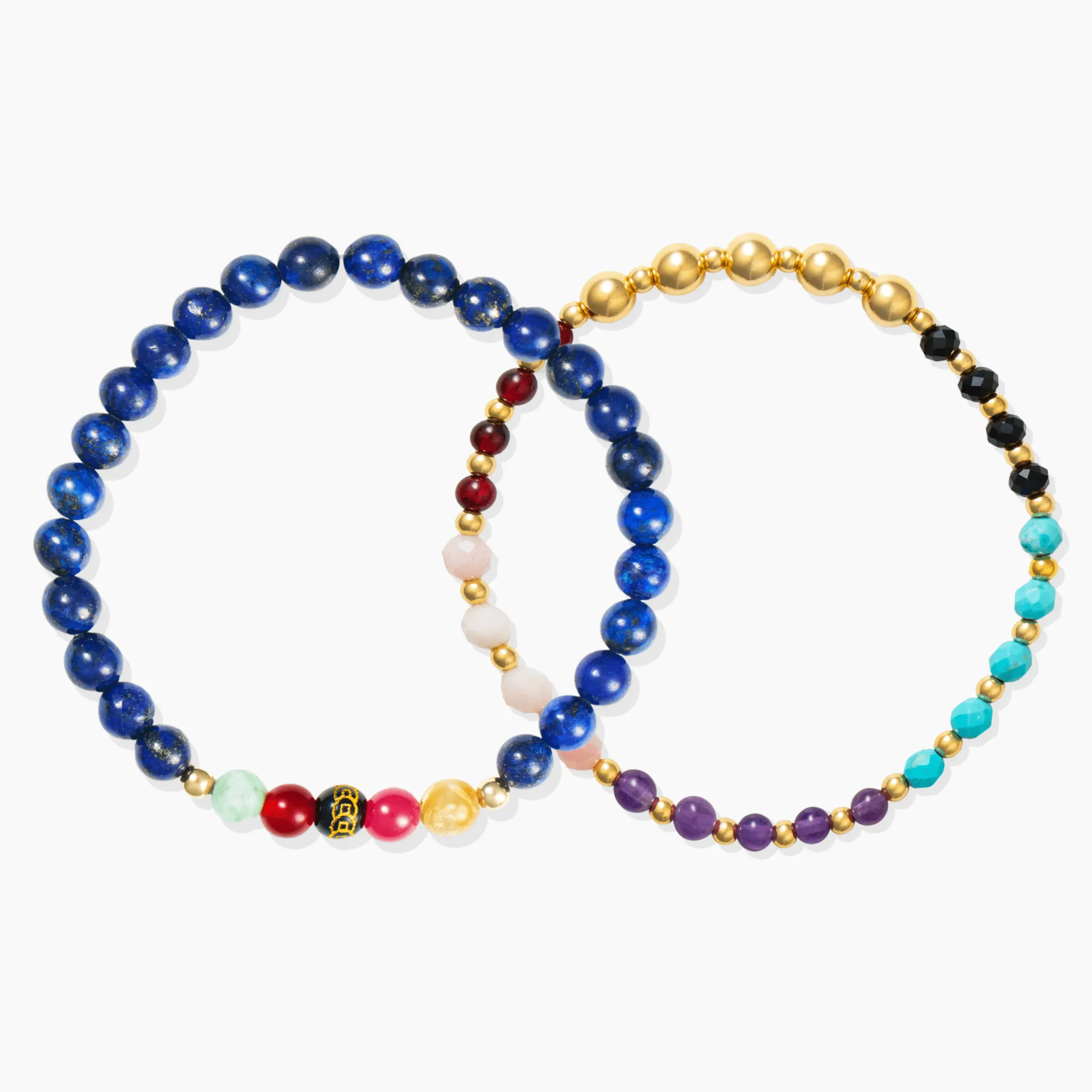 Mega Wealth Lucky 7 Gemstone Bracelet With REAL Gold