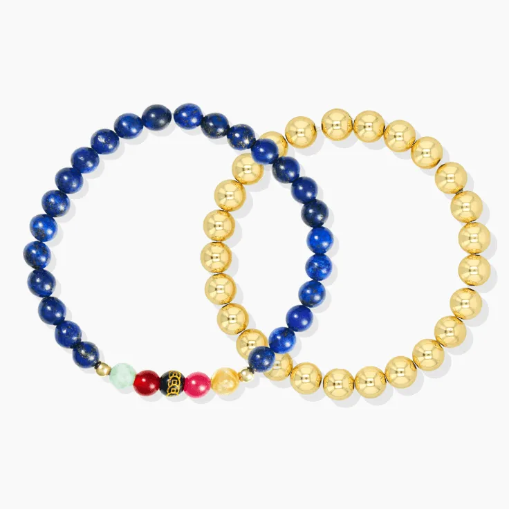 Mega Wealth Lucky 7 Gemstone Bracelet With REAL Gold