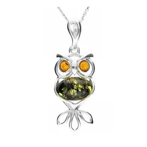 MILENA Necklace Designer Amber Silver Owl Necklace