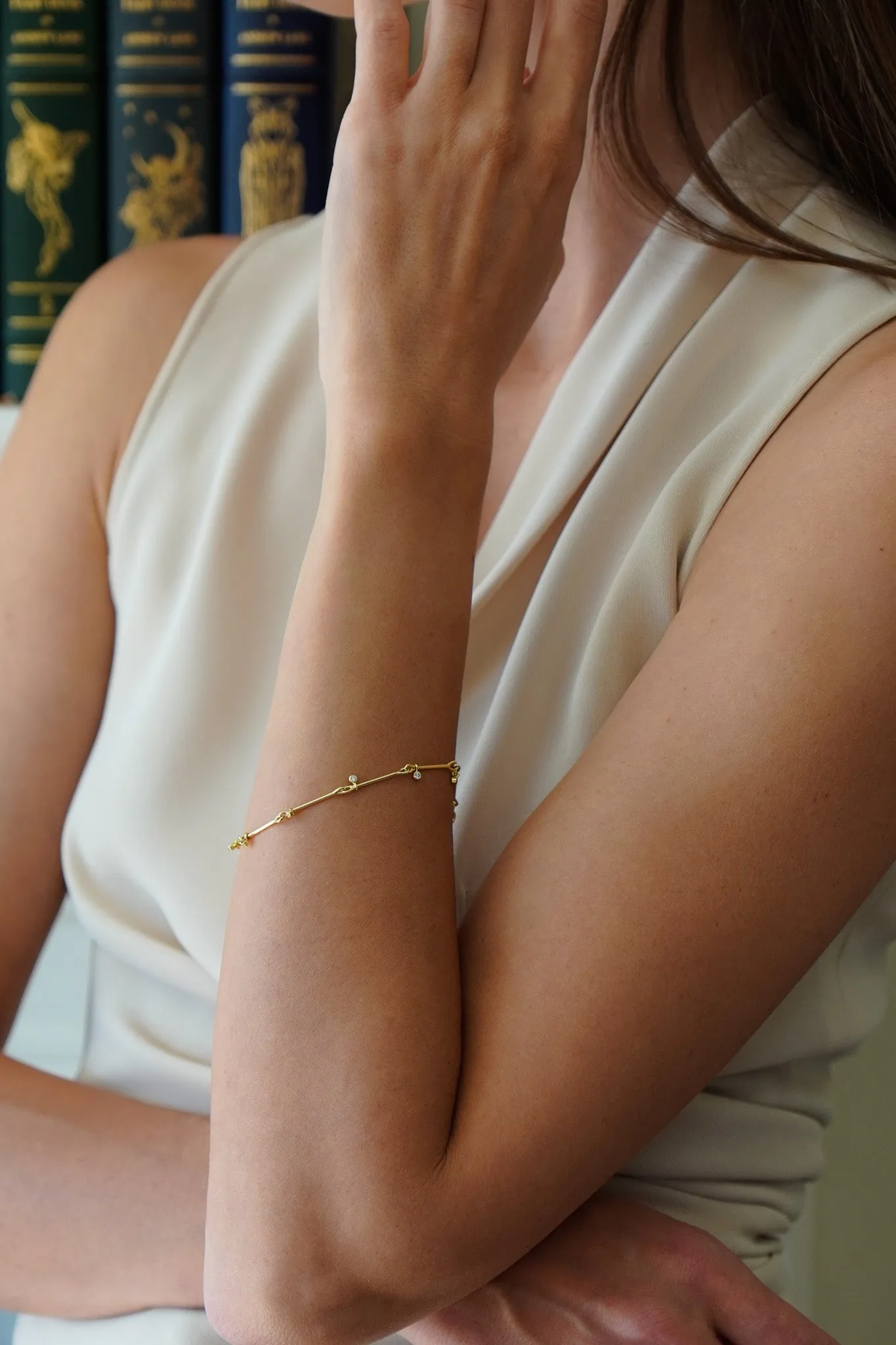 Needle Eye Chain Bracelet - with Diamond Sliders