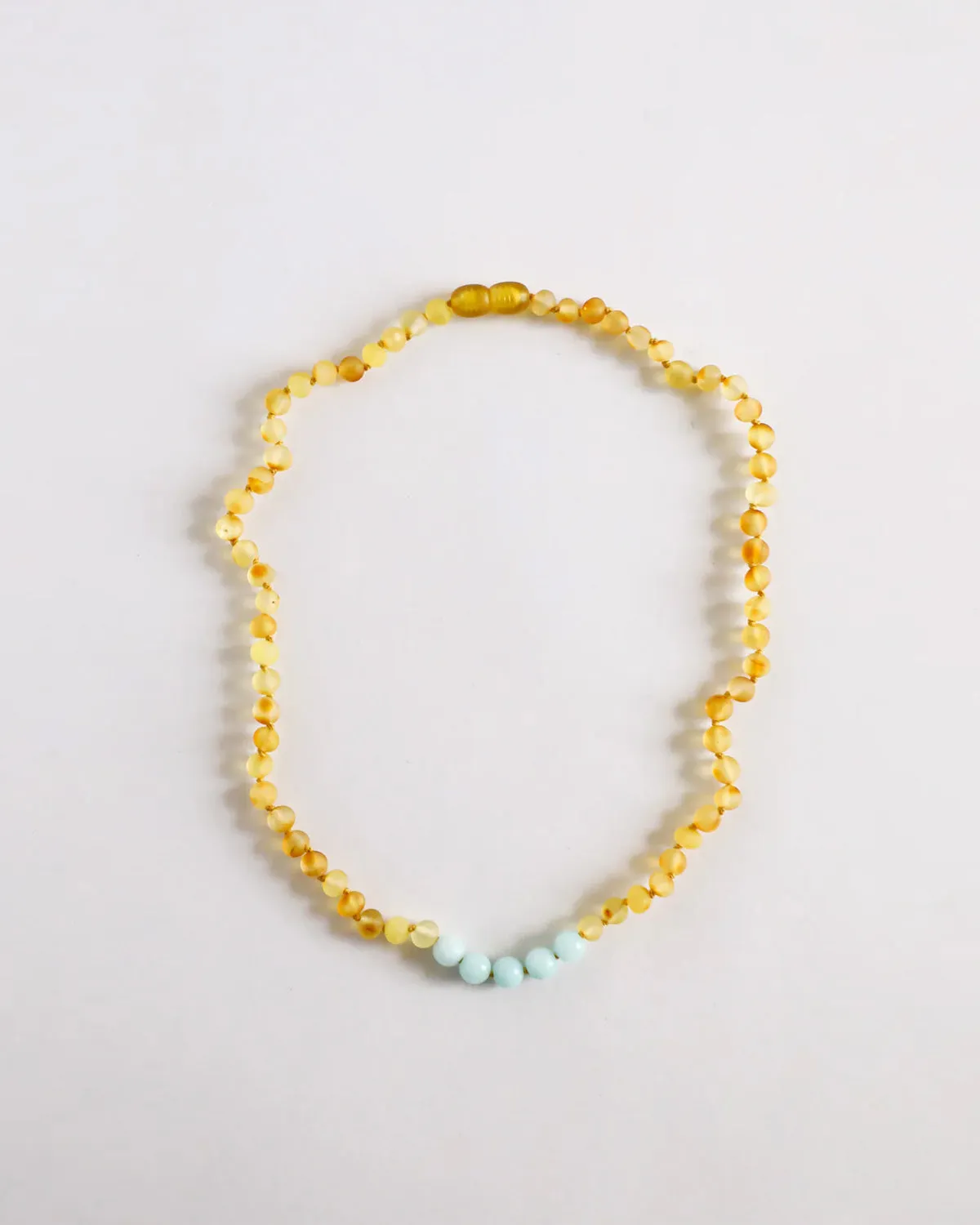 Raw Honey Baltic Amber   Amazonite || Necklace 16"