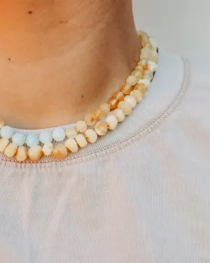 Raw Honey Baltic Amber   Amazonite || Necklace 16"