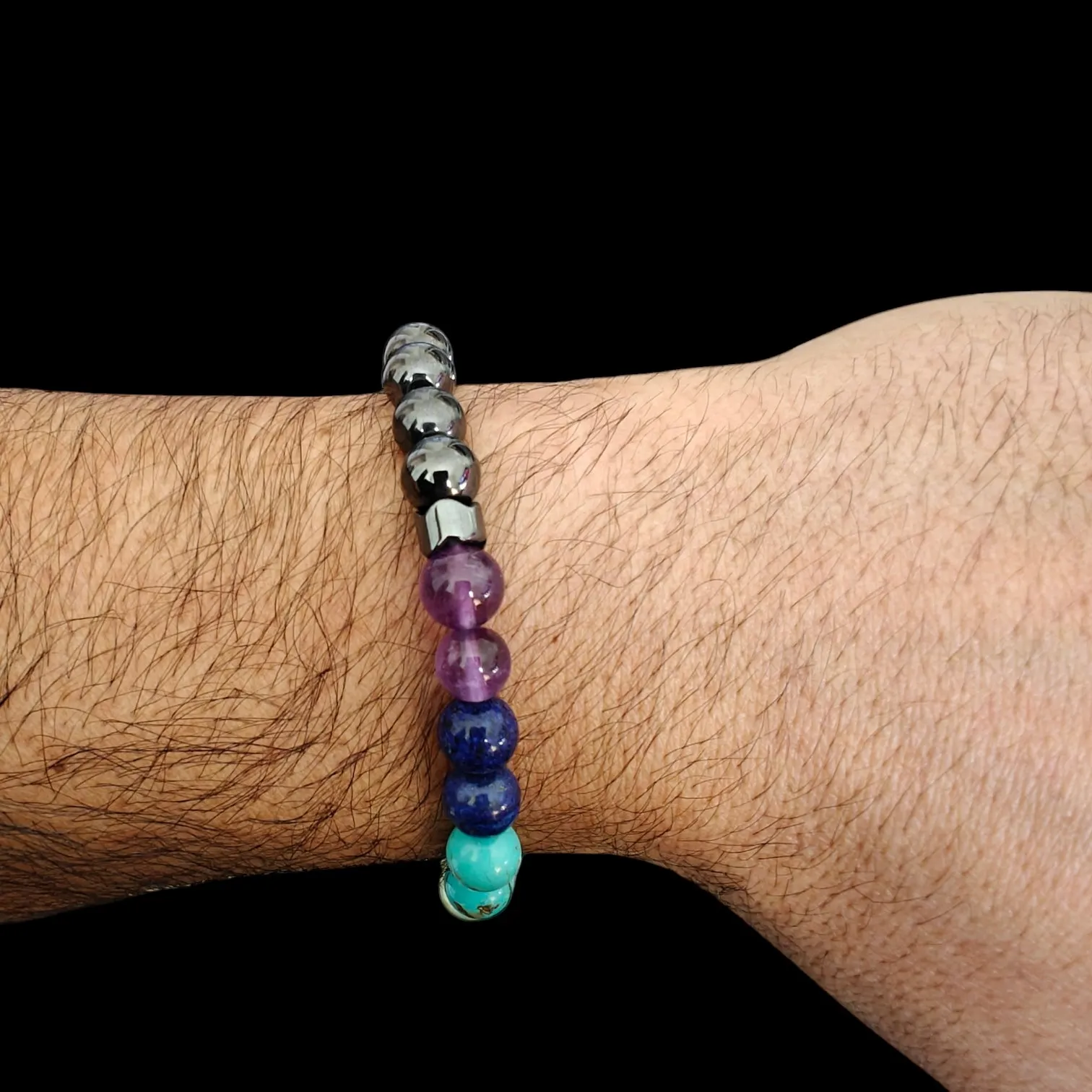 Real 7 Chakra Bracelet & Hematite 8mm Unisex