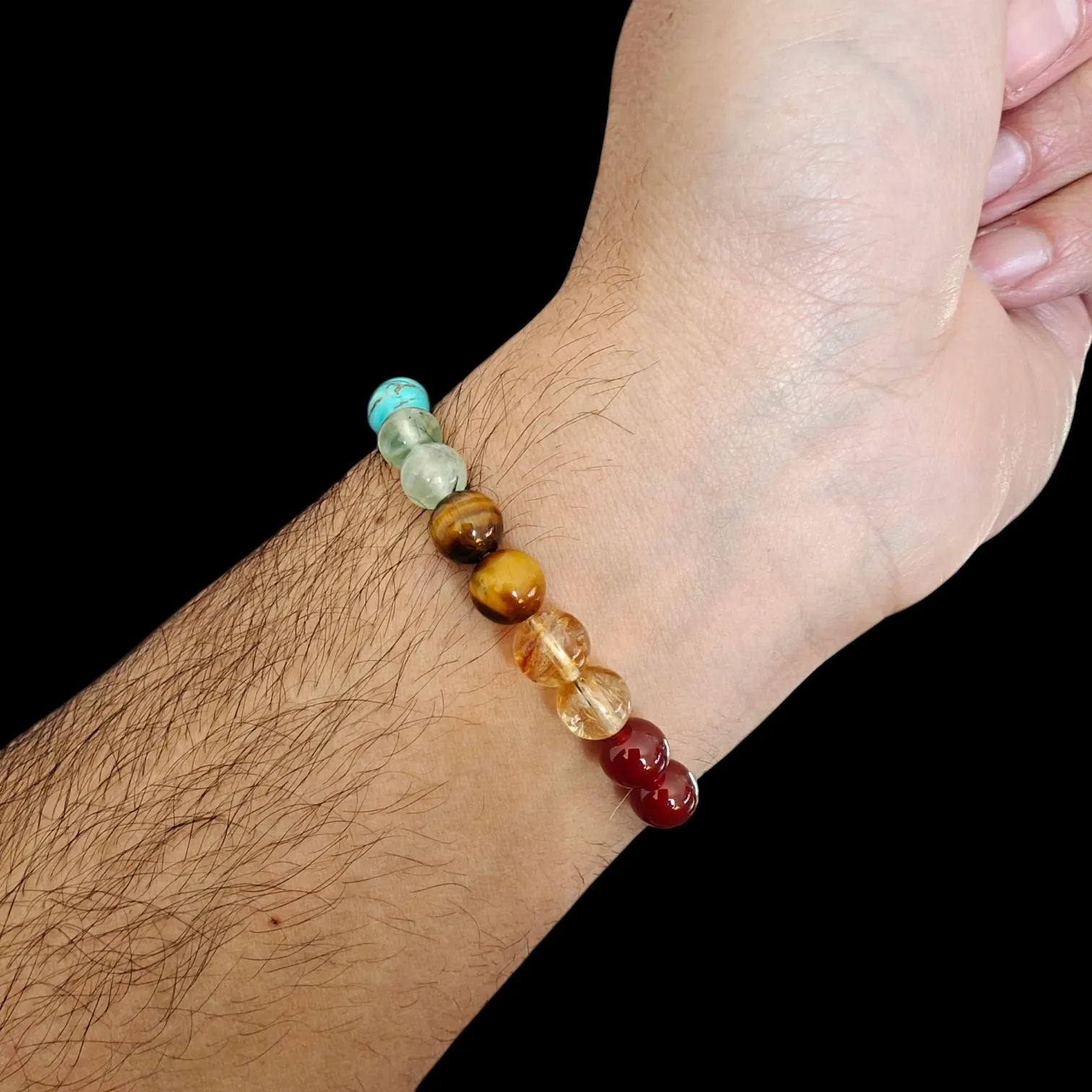 Real 7 Chakra Bracelet & Hematite 8mm Unisex