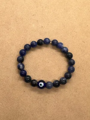 Sodalite Crystal Beaded Protection Bracelet with Evil Eye 🧿