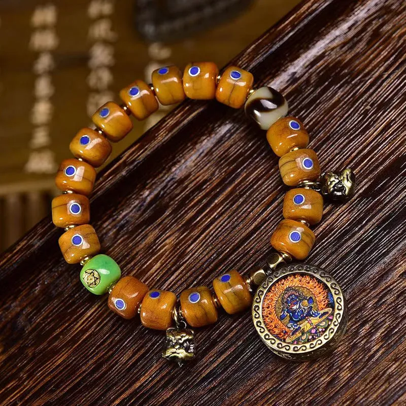 Tibetan Yak Bone Bracelet with Tangka Pendant