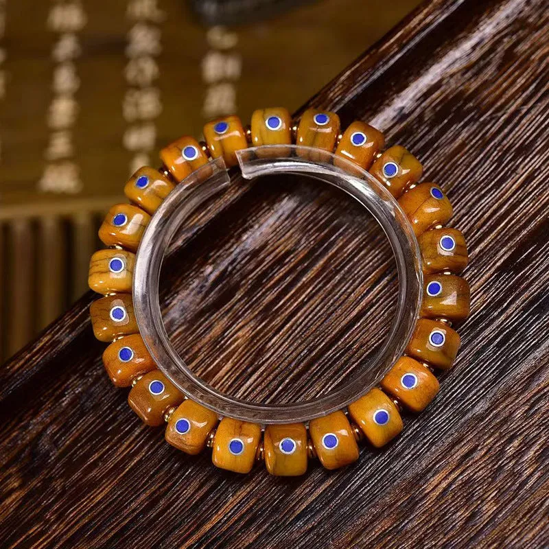 Tibetan Yak Bone Bracelet with Tangka Pendant